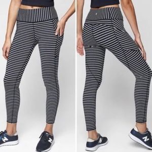 EUC Athleta stripe contender 7/8 powerlift leggings blue white